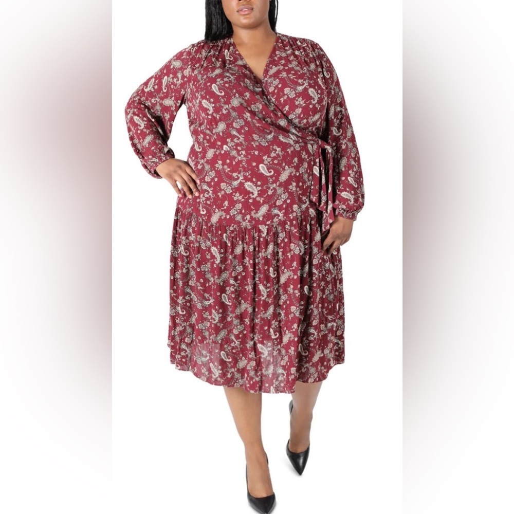 Paisley Faux Wrap Dress - Picture 1 of 4